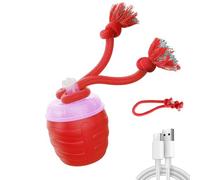Jouet Interactif Chien, Balle pour Chien-Intelligent Rechargeable, Jouet pour Chiot Occupation, pour Chiot avec Ficelle, Soulage l'ennui et le Stress, Convient aux Petits et moyens Chiens (Rouge)
