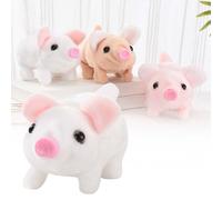 Jouet interactif de cochon avec fonction vocale en mouvement, queue oscillante - Peluche électronique équipée d'un nez mobile, nécessite des piles (non incluses) (C, taille unique)