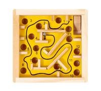 Jouet interactif de jeu de société d ' équilibre de, Yellow | Puzzle interactif en bois avec défi en marbre pour la résolution de problèmes et le développement de la