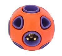 Jouet interactif en Caoutchouc pour Chien, Balle distributrice de Nourriture avec Son de Clochette pour Chiens et Chats (Orange et Violet)