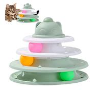 Jouet interactif en forme de balle pour chat à 3 niveaux | Plateau rotatif Track - Puzzle avec balles colorées pour chats Chatons Jouer à la chasse Exercice Delr