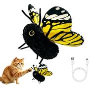 Jouet interactif en forme de papillon à détection intelligente pour chat, jaune | Jouet interactif en forme de papillon pour chat, mouvement réaliste des ailes encourage la traque, déclenchement par