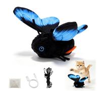 Jouet interactif en forme de papillon à détection intelligente pour chat, mouvement d'aile réaliste, déclenchement du capteur, bleu