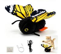 Jouet interactif en forme de papillon à détection intelligente pour chat, mouvement d'aile réaliste, déclenchement du capteur, jaune