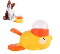 Jouet Interactif Mangeoire Interactive en Forme De Canard Jaune,2 en 1 - Distributeur De Nourriture avec Bouton pour Jouet À Alimentation Lente pour Petits Animaux De Chiens Et Chats