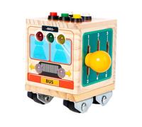 Jouet interactif occupé - Tableau de développement avec lumière LED, jeu de bus sensoriel, paire d'activités en bois avec plaisir, accent d'apprentissage préscolaire, jouet pour salon, chambre à couch