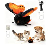 Jouet interactif papillon pour chat, jouet intelligent pour chat | Jouet électrique pour chat avec mouvement d'aile réaliste, déclenchement par capteur, rechargeable par USB (coque noire)
