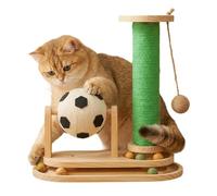 Jouet interactif pour animaux en bois vertical avec boule de menton, colonne à rayures pour chats | jeu intérieur et extérieur, exercice, râper, escalade, sol