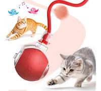 Jouet interactif pour Chat, 2025 Nouveau Speedy Tail 2.0, Balle Roulante Automatique avec 3 Modes Chants D'oiseaux Pet Smart Rolling Ball Défilement Irrégulier à 360° Jouet pour Chien Chat (Rouge)