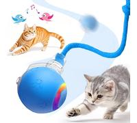Jouet interactif pour Chat, 2025 Nouveau Speedy Tail 2.0, Balle Roulante Automatique avec 3 Modes Chants D'oiseaux Pet Smart Rolling Ball Défilement Irrégulier à 360° Jouet pour Chien Chat (Bleu)
