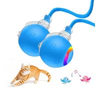 Jouet interactif pour Chat, 2025 Nouveau Speedy Tail 2.0, Balle Roulante Automatique avec 3 Modes Chants D'oiseaux Pet Smart Rolling Ball Défilement Irrégulier à 360° Jouet pour Chien Chat (Bleu*2)
