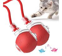 Jouet interactif pour Chat, 2025 Nouveau Speedy Tail 2.0, Balle Roulante Automatique avec 3 Modes Chants D'oiseaux Pet Smart Rolling Ball Défilement Irrégulier à 360° Jouet pour Chien Chat (Rouge*2)