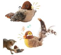 Jouet Interactif Pour Chat - Activation Tactile - Imitation D'oiseau Chantant - à Plumes D'intérieur (2 Pièces)