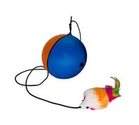 AWHAO Jouet interactif pour Chat, Balle d'évitement pour Chat avec Souris en Peluche, Balle d'entraînement Amusante pour Chat, mouvements, Jouets pour Chat, Bleu Orange