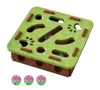 Jouet interactif pour chat - Boîte de stimulation mentale avec 3 balles - Stimule les instincts de chasse naturels - Boîte d'enrichissement pour chat d'intérieur - Carré