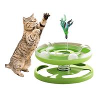 Jouet Interactif Pour Chat - Disque D'amusement Double Couche À Bascule À Ressort, Jouet D'auto-divertissement Pour Chat, Fournitures Pour Animaux De Compagnie En Plumes, Piste De Jouet Interactive Po