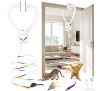Jouet interactif pour chat - Jouet de pêche électrique automatique avec 3 pendentifs de rechange (plume, souris, ver) - Détecteur de mouvement - Rechargeable USB-C - Jouet intelligent pour chat