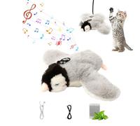 Jouet interactif pour chat - Jouet interactif pour chat - Avec ailes et chant des oiseaux - Véritable ailes et gazouillement comme un oiseau - Jouet en peluche avec herbe à chat - Rechargeable par USB