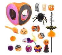 Jouet interactif pour chat - Jouet tunnel mignon, balle à ressort d'Halloween, kit de jeu de souris de printemps, kit de construction de canal carré pliable | Design de de démarrage