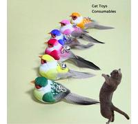 Jouet interactif pour chat, jouets pour chat oiseaux-consommables, jouet pour chat oiseau battant, jouet pour chat oiseau en plumes artificielles-nylon, recharges de jouet baguette pour chat, jouets b