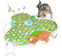 Jouet Interactif pour Chat, Jouets pour Chaton Activés par Le Toucher avec Queue de Souris en Plumes Cachée, Jeu de Chaton avec Son de Grincement de Souris Réaliste Rechargeable Green