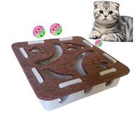 Jouet interactif pour chat, labyrinthe de jeu à gratter, piste de balle de 11,81 pouces avec feutre, planche d'activité en feutre, divertissement pour chat avec balle roulante, jouet puzzle pour récré