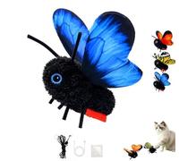 Jouet interactif pour chat papillon avec 4 modes de jeu, battement activé | Wings Butterfly, rechargeable par USB, 150 mAh, ventouse, mains libres, pour chats adultes ennuyés, bleu