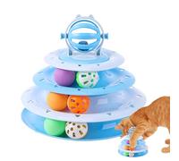 Jouet interactif pour chat - Plateau tournant - Tour de balle pour chat - Jouet à quatre couches - Puzzle - Jouet d'exercice d'intérieur pour chat - Pour s'ennuyer chez les petits