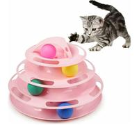 Jouet Interactif pour Chat Tour de Pistes Labyrinthe avec Balle Friandises Antidrapant Rose couleurs multiples YYV