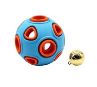 Jouet interactif pour chien avec son pour nettoyage des molaires - Boules en caoutchouc - Résistant à la mastication - Pour chiens de petite et moyenne taille - Boule d'anémone lumineuse - Bleu nuit A