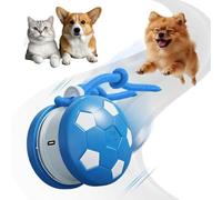 Jouet interactif pour chien, balle roulante automatique activée par le mouvement, avec corde, rechargeable, double vitesse, soulagement de l'ennui pour toutes les tailles de chien (bleu)