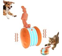 Jouet interactif pour chien, balle roulante automatique activée par le mouvement, avec corde, rechargeable, double vitesse, soulagement de l'ennui pour toutes les tailles de chien (orange)