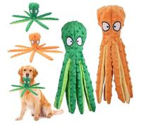 Jouet Interactif pour Chien, Jouet à Mâcher Poulpe sans Remplissage, Lot de 2 Jouets Peluches avec Sifflet, Puzzle Sonore en Forme de Poulpe pour Chiens Petits, Moyens et Grands