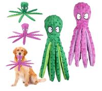 Jouet Interactif pour Chien, Jouet à Mâcher Poulpe sans Remplissage, Lot de 2 Jouets Peluches avec Sifflet, Puzzle Sonore en Forme de Poulpe pour Chiens Petits, Moyens et Grands