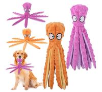 Jouet Interactif pour Chien, Jouet à Mâcher Poulpe sans Remplissage, Lot de 2 Jouets Peluches avec Sifflet, Puzzle Sonore en Forme de Poulpe pour Chiens Petits, Moyens et Grands