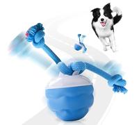 Jouet Interactif pour Chiens, Balle Interactive Chiens, Balle à Activation par Mouvement avec Ficelle, Balles pour Chien avec Télécommande Rechargeable par USB pour Moyenne/Chien de Petite Taille(Blu)