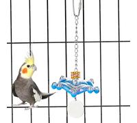 Jouet interactif pour oiseaux - Hochet vaisseau spatial, jouets d'activités à mâcher, jouets colorés en acrylique pour oiseaux avec perles sonores, enrichissement de cage pour animaux de compagnie