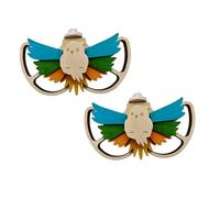 Jouet interactif pour perroquet, mangeoire en bois naturel et perchoir à mâcher pour oiseaux de petite et moyenne taille, conures, calopsittes, inséparables, 6 trous de nourriture cachés, plumes