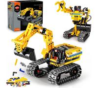 Jouet Jeu De Construction Voiture - 2 En 1 Tracteur Pelleteuse Technic & Robot 342 Pcs, Jouet Garçon 7-10 Ans Stem Blocs Technique Éducatifs Pour Enfants