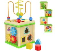 Jouet - Jouet cube d'activité - Bois - 5 activités - 12 mois