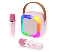 Jouet Karaoke Microphone Machine, Haut-parleur Bluetooth portable avec 2 microphones sans fil, Cadeau de Noël pour les enfants, Cadeau d'anniversaire pour les filles garçons 3 4 5 6 7 8 9 10 ans(Pink)