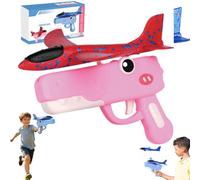 Jouet lance-avions en forme de dinosaure pour enfants, 2 modes de vol Jouets lanceurs d'avion, Avions planeurs en mousse pour garçons, jeu de vol en plein air pour enfants, anniversaire, Noël (Rose)