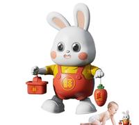Jouet lapin dansant électrique 15x11x23,7 cm - Lapin musical en silicone ABS, animal hip-hop interactif avec 48 chansons | Lumières colorées, balançoire qui soulève la tête, cadeau de vacances d'anniv