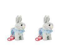 Jouet Lapin Interactif, Lapins Chanteurs et Marchants, Jouet Multifonction Électrique en Peluche pour Animaux de Compagnie, Idéal Cadeau de Nouvel An ou Anniversaire pour Enfants - BLEU - 2 pièces