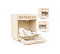 Mamabrum Lave-vaisselle jouet en bois – Set cuisine 13 pièces, 6 aimants, boutons rotatifs sonores