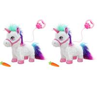 Jouet Licorne Fille 3 4 5 6 Ans, YH YUHUNG Licorne Qui Marche avec Laisse Télécommandée, Peluche Interactive avec Corne Lumineuse et Sons, Cadeau pour Filles (Lot de 2)