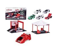 Jouet - Majorette - Porsche Stand de Course et Podium - 5 Véhicules - Dès 3 Ans