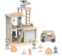 Jouet - MAMABRUM - Caserne de pompiers - Bois - Accessoires inclus - Pour enfants à partir de 3 ans