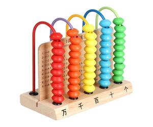 Jouet mathématique avec perles multicolores - Cadre de comptage en bois à 5 rangées - Outil d'apprentissage arithmétique additionnel - Aide à l'apprentissage des chiffres - Matériel de calcul