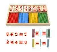 Jouet Mathématiques, Bâtonnets de Calcul en Bois Jeu de Construction Jeu Numérique Bâtons Bois avec Blocs et Bâtons Comptage
